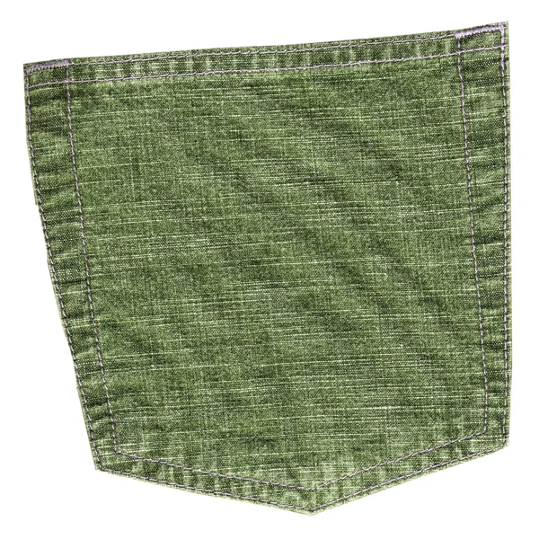 Задний карман зеленых джинсов брюки изолированы на белом — стоковое фото