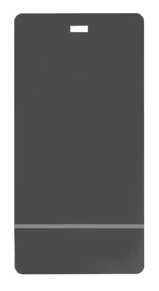 Etiqueta de papelão cinza em branco isolada em branco — Fotografia de Stock