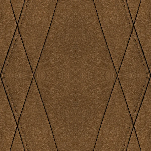 Brown leather texture decorated with seams — Stock Photo, Image