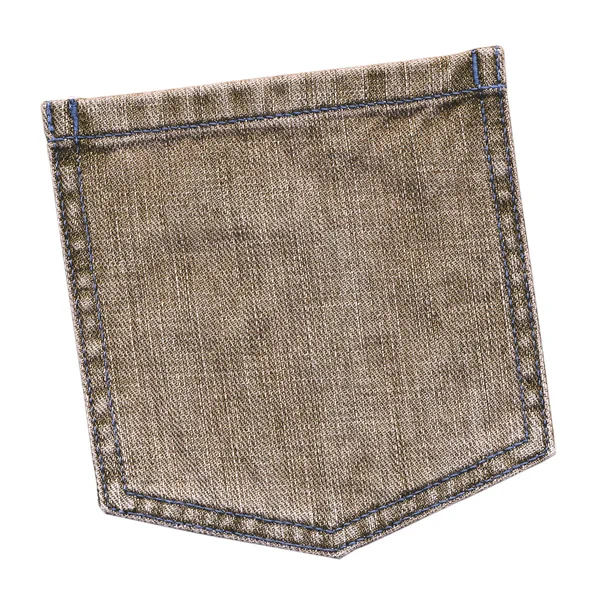 Bolso traseiro de jeans marrom isolado no fundo branco — Fotografia de Stock
