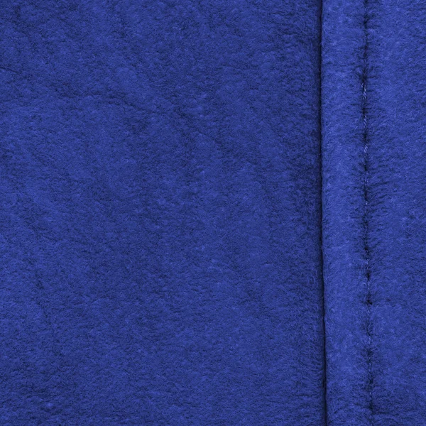 Blue roughly dressed leather texture,seams — Stock Photo, Image