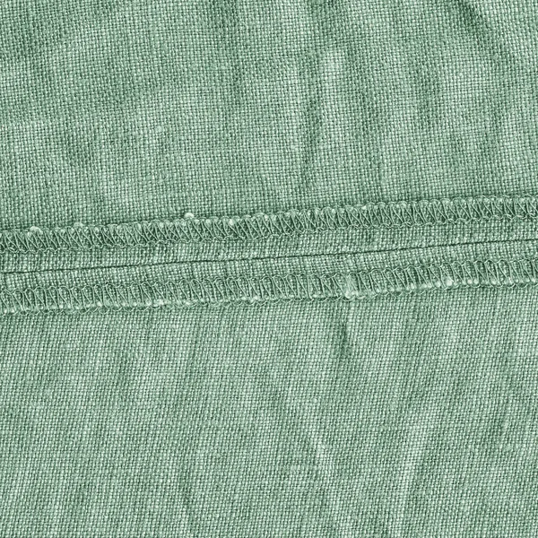 Texture zielony denim, złej stronie, tylnej szew — Zdjęcie stockowe
