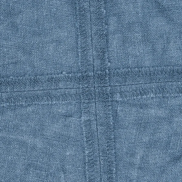 Blauw denim textuur, verkeerde kant, terug naden — Stockfoto