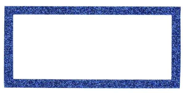 Rahmen aus blauem Kunststoff mit Lametta verziert — Stockfoto
