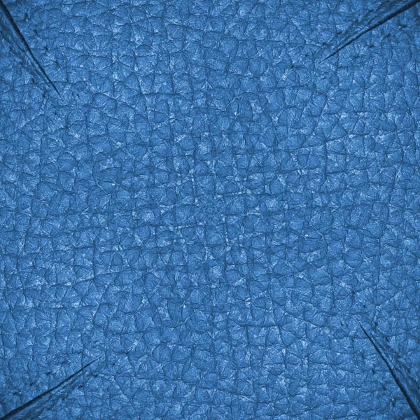 Texture cuir bleu, plis, points de suture — Photo
