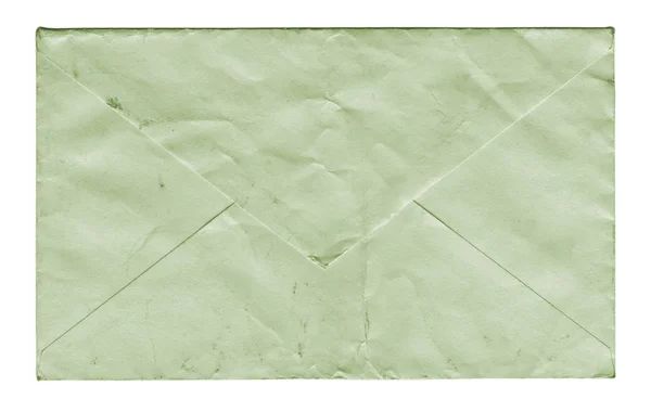 Velho e enrugado envelope verde — Fotografia de Stock