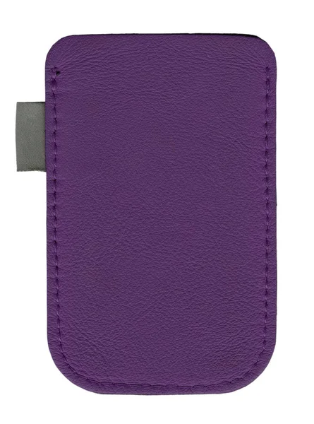 Violet leather case for mobile phone on white — Stock Photo, Image