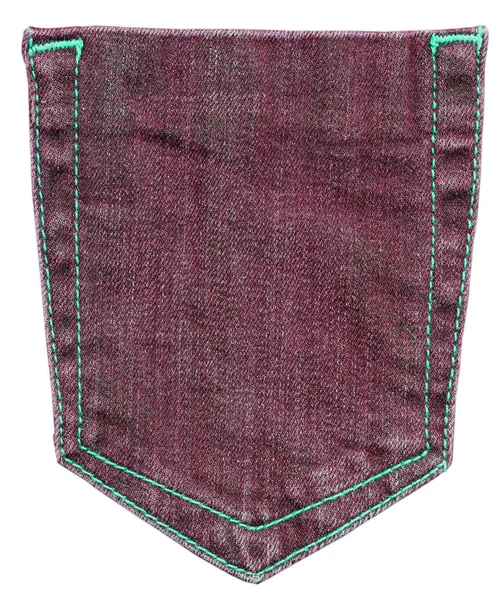 Rood-violet jeans zak terug op witte achtergrond — Stockfoto