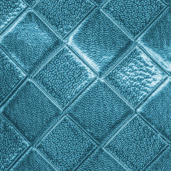 Blue checkered artificial leather texture closeup — Stock Photo, Image