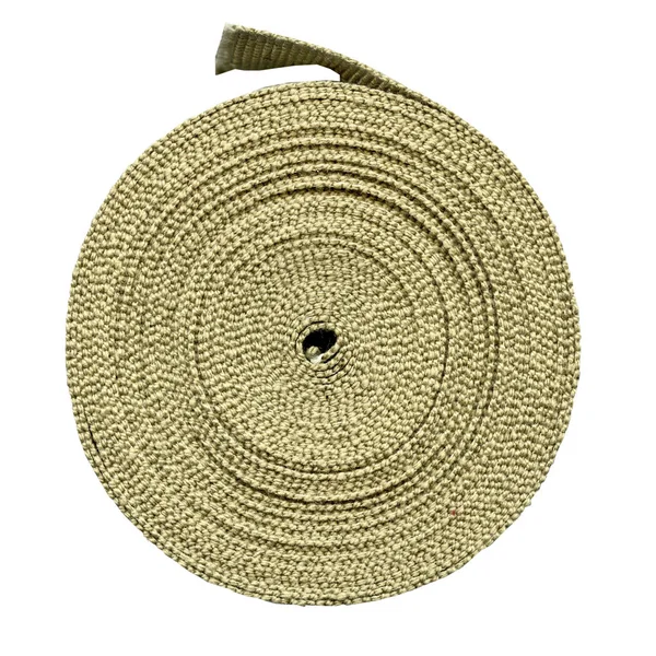 Бежевая текстильная лента, изолированная на белом — стоковое фото