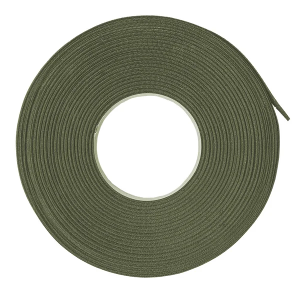 Skein of green textile tape isolated on white — Stock Photo, Image