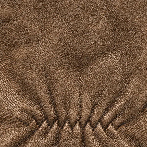 Texture in pelle marrone, cucitura decorativa — Foto Stock