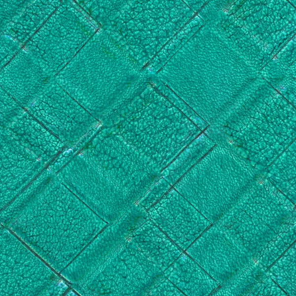 Green background based on checkered leather texture — Stock Photo, Image