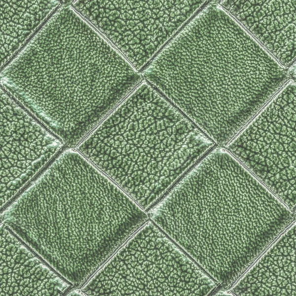 Luz verde checkered textura de couro artificial — Fotografia de Stock