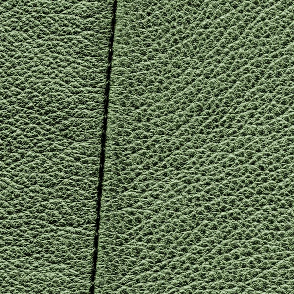 Textura de couro verde close-up, costura — Fotografia de Stock