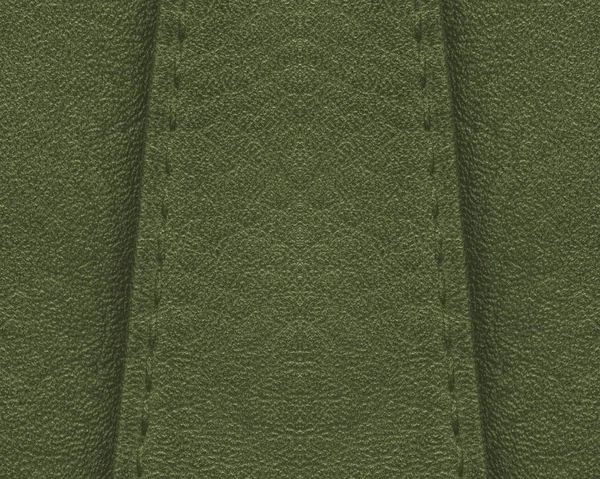 Green leather background, seams — Stock Photo, Image