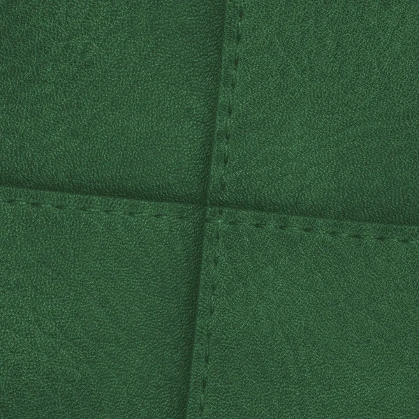 Texture in pelle verde decorata con cuciture — Foto Stock