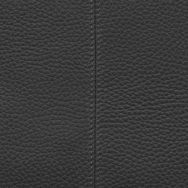 Black leather texture,seam — Stock Photo, Image