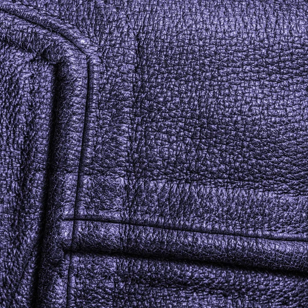 Fragment van lederen jas als blauwe lederen achtergrond — Stockfoto