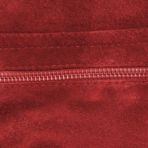 Fragment of jacket as red roughly dressed leather texture, — Stock Photo, Image