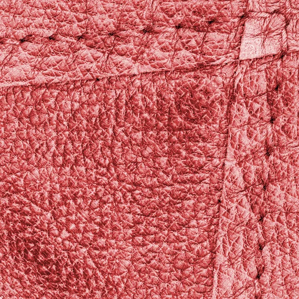 Красная кожа текстура крупным планом, швы — стоковое фото