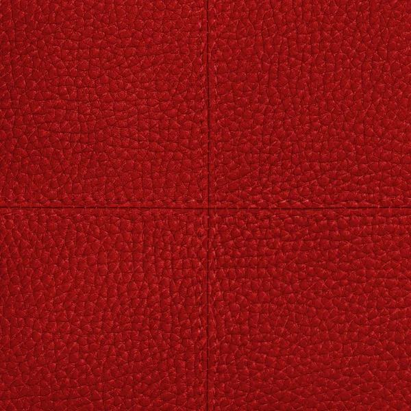 Dark red leather background,seams — Stock Photo, Image