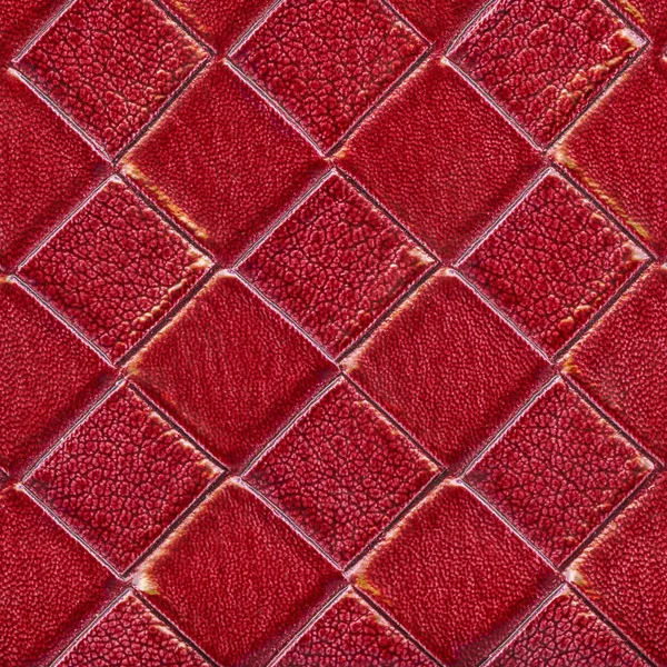 Texture in pelle artificiale a quadretti rossi . — Foto Stock