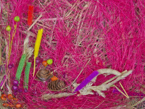 Decorated pink straw background — Stock Photo, Image