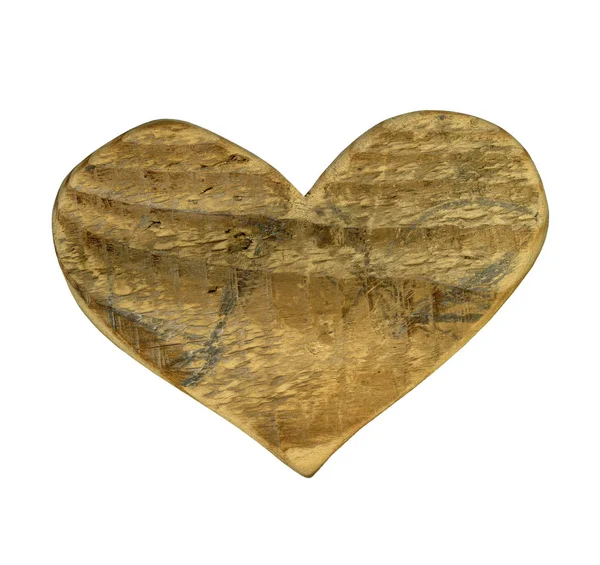 Coração de madeira isolado no fundo branco — Fotografia de Stock
