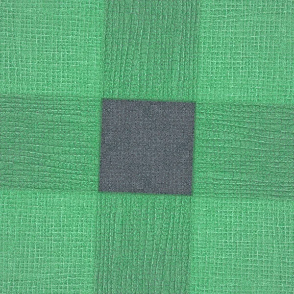 Πράσινο υλικό υφή με μαύρο τετράγωνο — Φωτογραφία Αρχείου