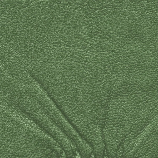 Green leather background, folds — Stock Photo, Image