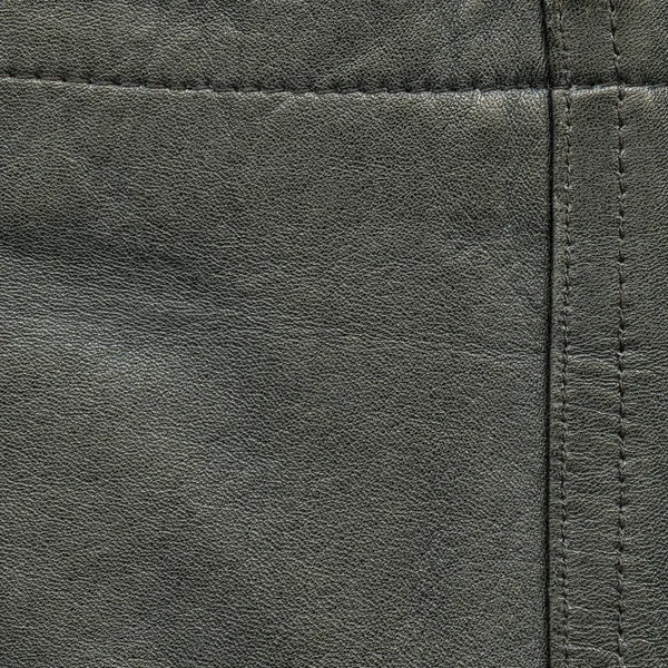 Fondo de cuero gris decorado con costuras — Foto de Stock