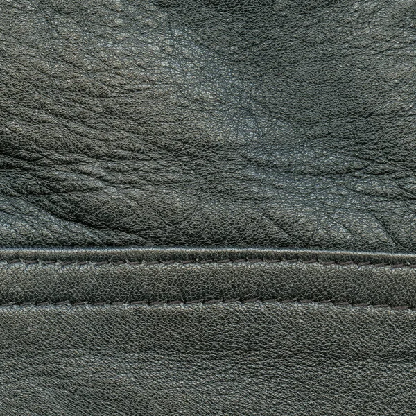 Textura de couro preto, costura. Útil como fundo — Fotografia de Stock