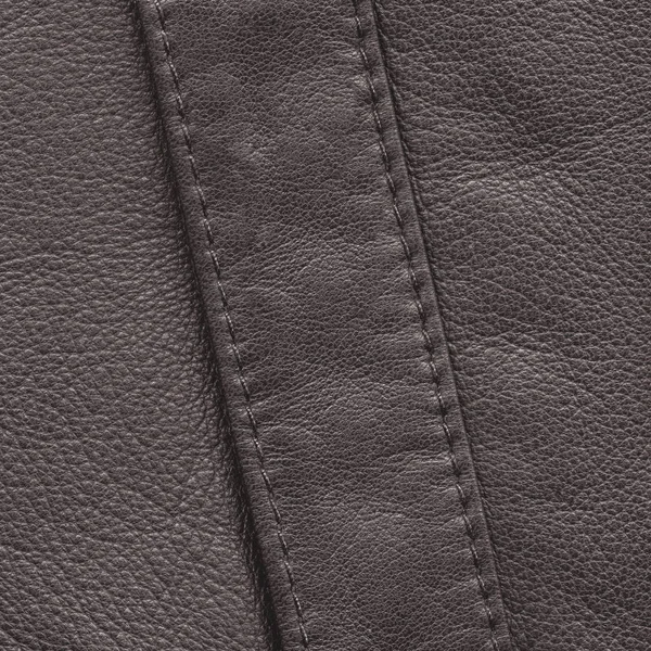 Brown leather texture,seams,stitches — Stock Photo, Image