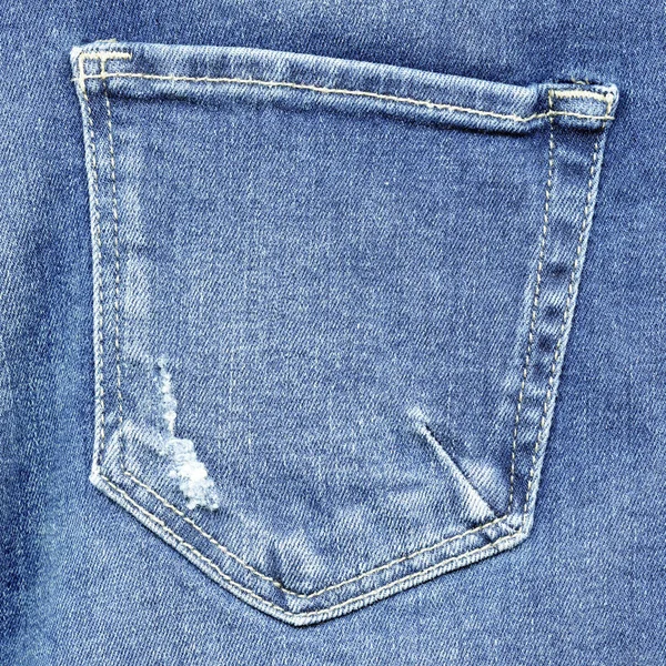 Tasca posteriore in denim blu indossato — Foto Stock