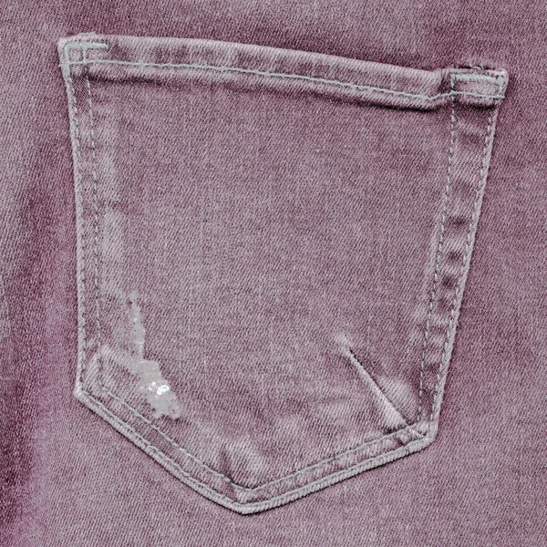 Tasca posteriore in denim grigio-viola indossato — Foto Stock