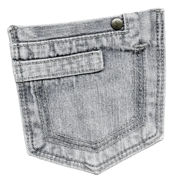 Gray denim back pocket isolated on white — Stock Photo, Image