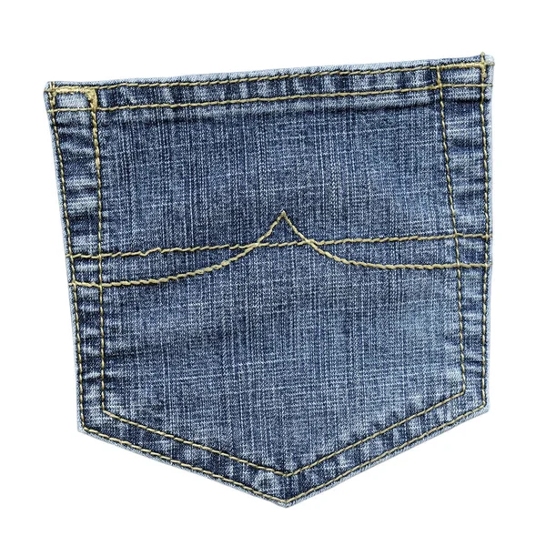 Blue denim back pocket isolated on white — Stock Photo, Image