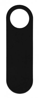 Beyaz arka planda siyah boş plastik etiket