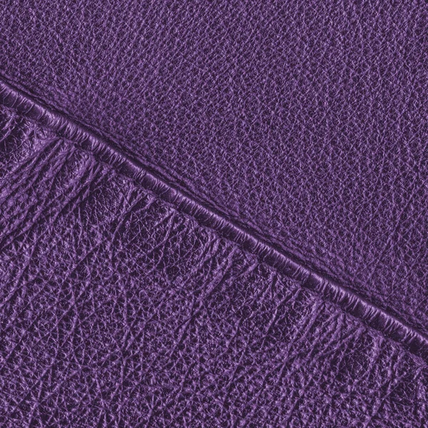 Violet leather texture as background, seam — Stock Photo, Image