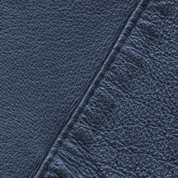 Leder texture als achtergrond blauw, naad — Stockfoto