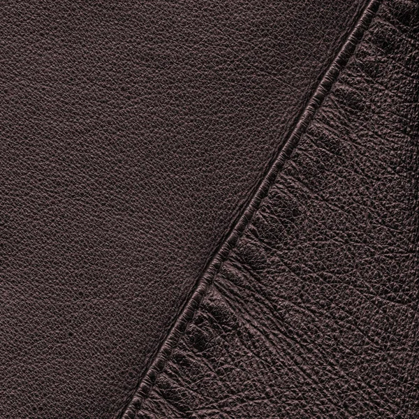 Fondo de cuero marrón decorado con una costura — Foto de Stock
