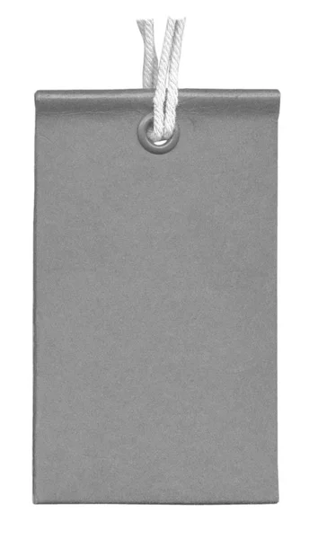 Işık gri boş karton etiket üzerinde beyaz izole — Stok fotoğraf