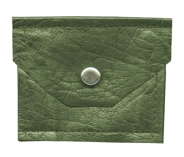 Zielony portfel stare i odrapane, na białym tle — Zdjęcie stockowe