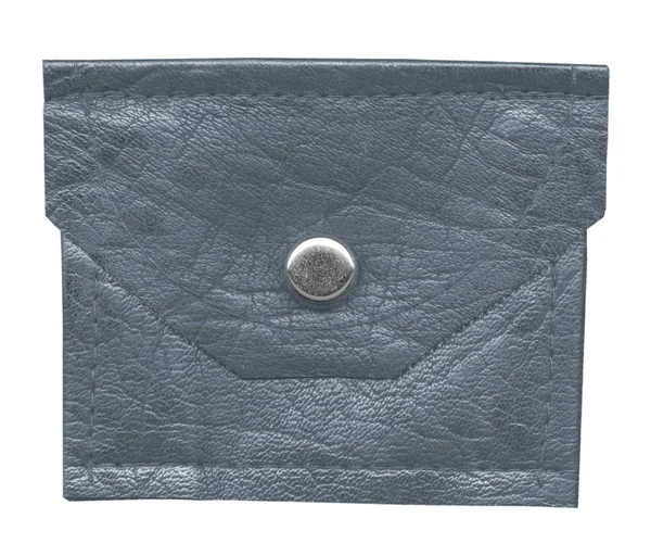 Γκρι-μπλε το παλιό και άθλια πορτοφόλι απομονωθεί σε λευκό — Φωτογραφία Αρχείου