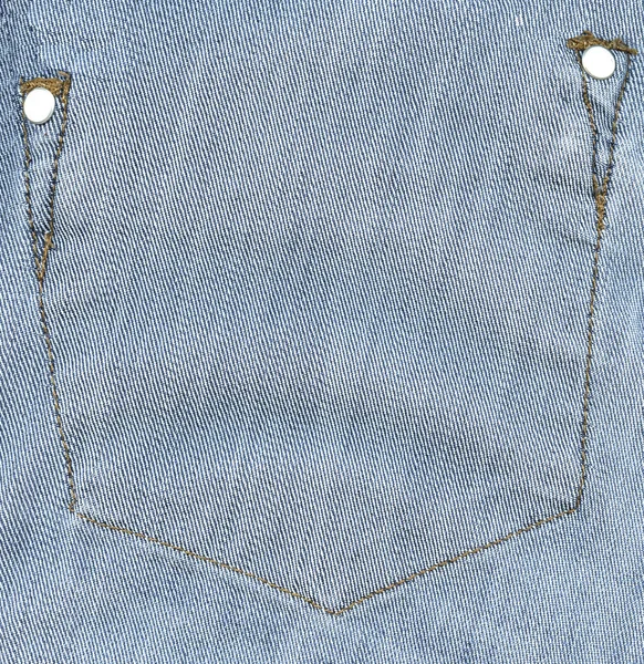 Blue denim pocket on the wrong side — Stock Photo, Image