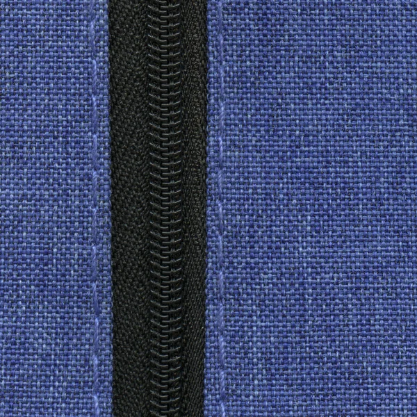 Latar belakang tekstil biru dengan zipper — Stok Foto