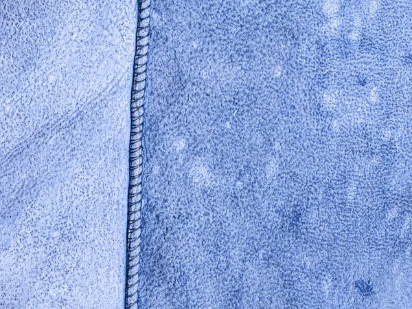 Geschilderd blauw leder texture, naad — Stockfoto