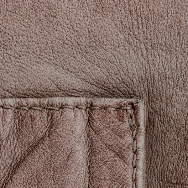Fragment of brown leather coat as background — Stock Photo, Image