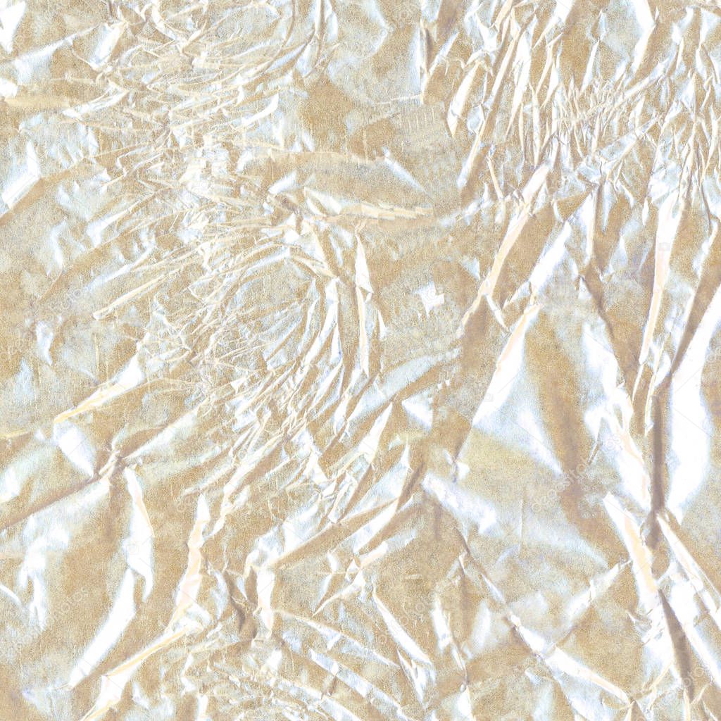 texture of crumpled old golden foil